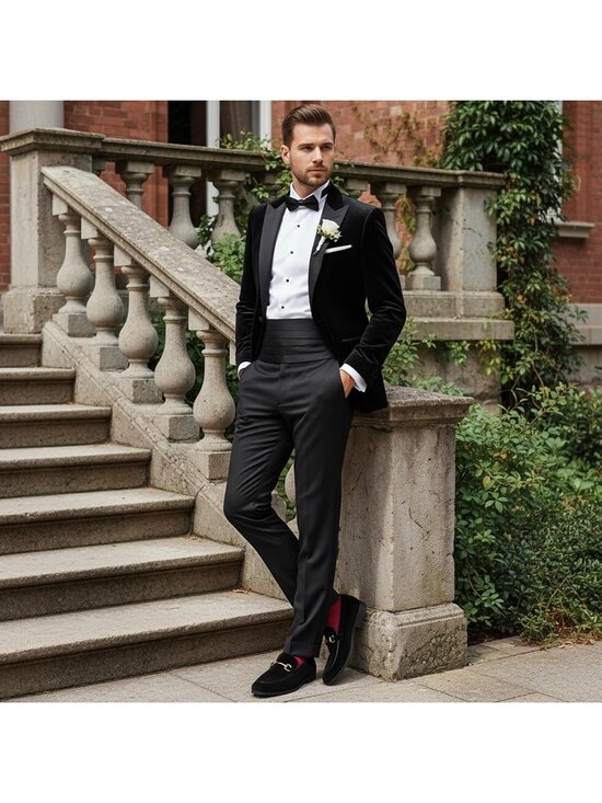 HEEZ Men\'s Black Velvet Loafers Metal Buckle Slip On Tuxedo Dress Formal Shoes main image 4